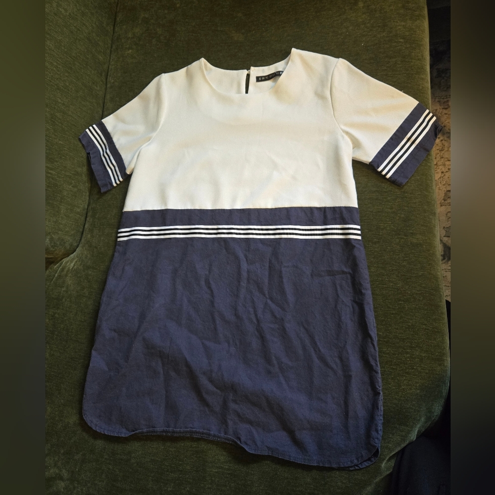 Chic Two-Tone Navy And White Preppy Mini Dress XL